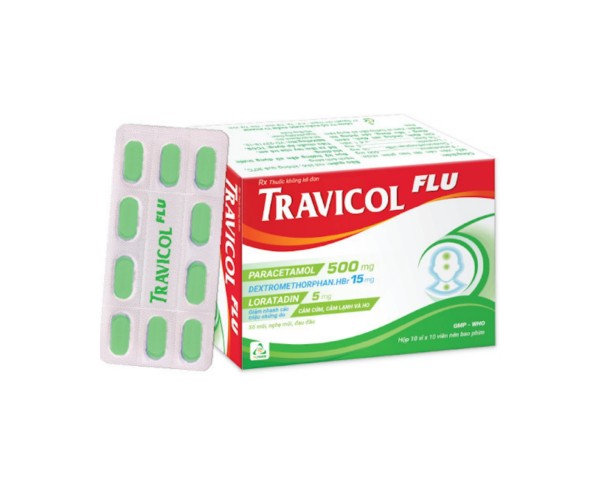 Thuốc trị cảm cúm Travicol Flu (10 vỉ x 10 viên/hộp)